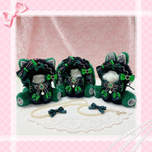10cm もこふわ おすわり グリーン×ブラック