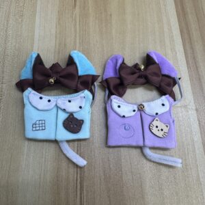 10cm ドット襟 鈴付きねこちゃん