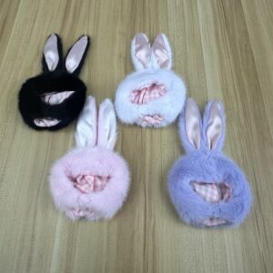 10cm サテンうさぎのかぶりもの(内側チェック)