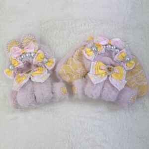 10cm もこふわ おすわり ねこ ピンク×イエロー
